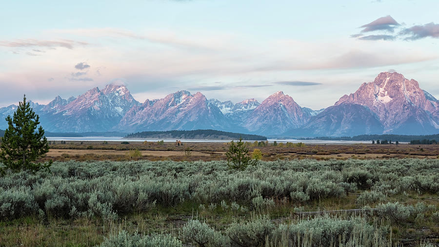 Grand Tetons at Sunrise from Willow Flats, No. 1 Photograph by Belinda Greb
