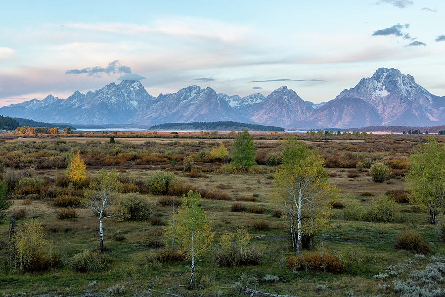 Grand Tetons at Sunrise from Willow Flats, No. 3 Photograph by Belinda Greb
