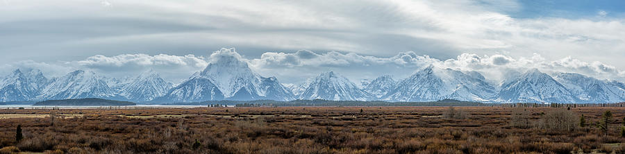 Grand Tetons from Willows Flat - Spring 2022 panorama Photograph by Belinda Greb