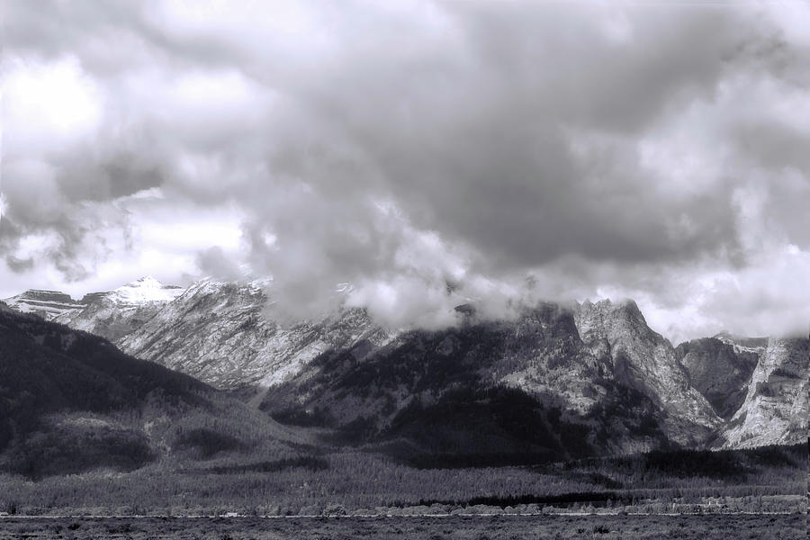 Grand Tetons in Black and white Photograph by Cathy Anderson