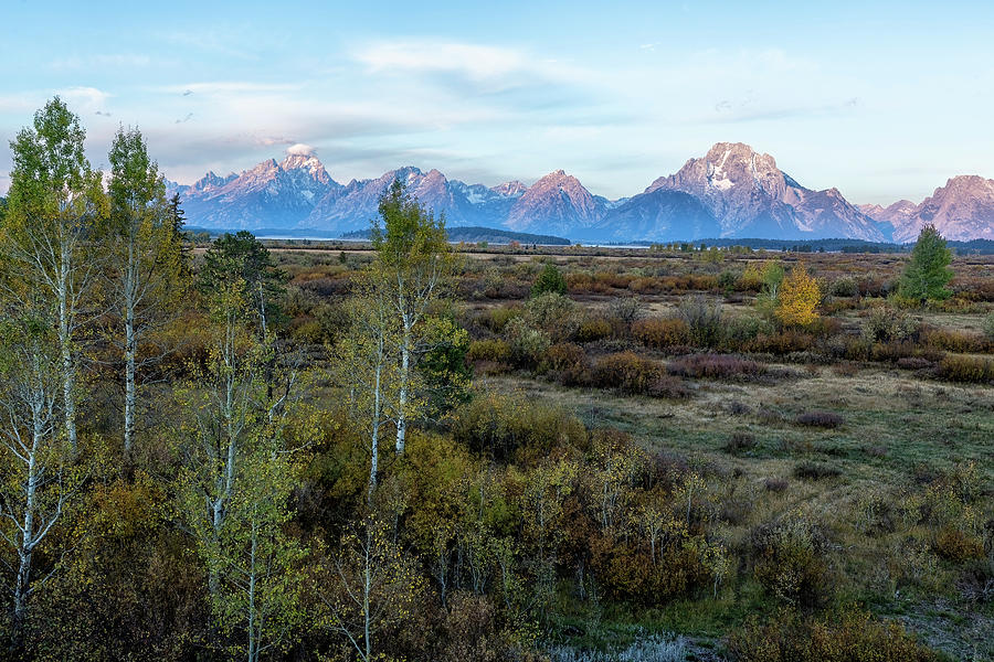 Grand Tetons in Early Morning from Willow Flats, No. 1 Photograph by Belinda Greb