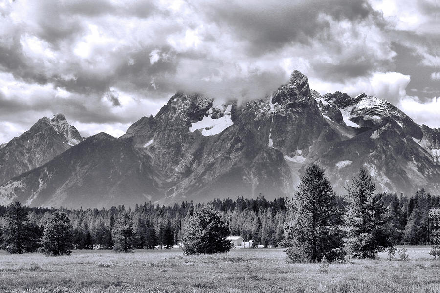 Grand Tetons In the Clouds Photograph by Cathy Anderson