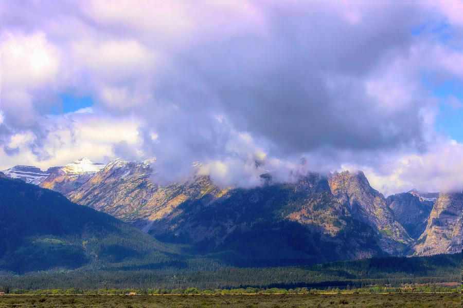Grand Tetons on a Cloudy day Photograph by Cathy Anderson