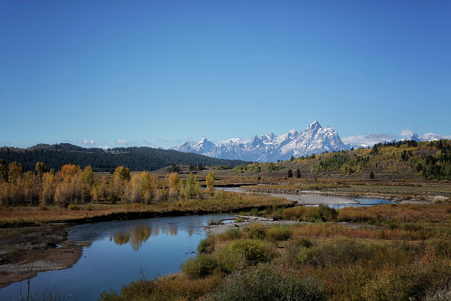 Grand Tetons Seen from Buffalo River Valley Photograph by Belinda Greb