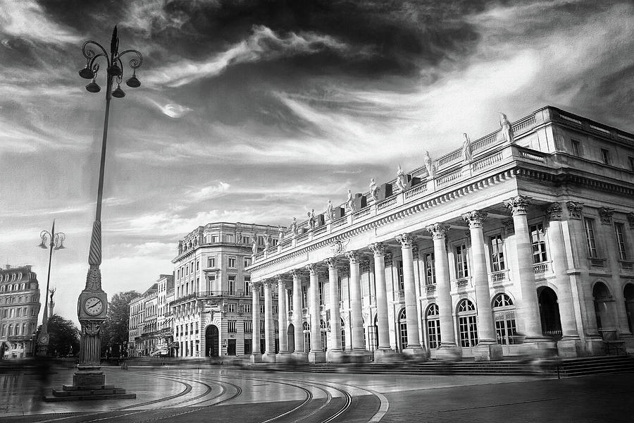 Vintage Photograph - Grand Theatre Bordeaux France Black and White  by Carol Japp