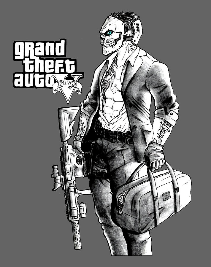 Grand Theft Auto V Man Skull Mask GTA V Digital Art by Katelyn Smith