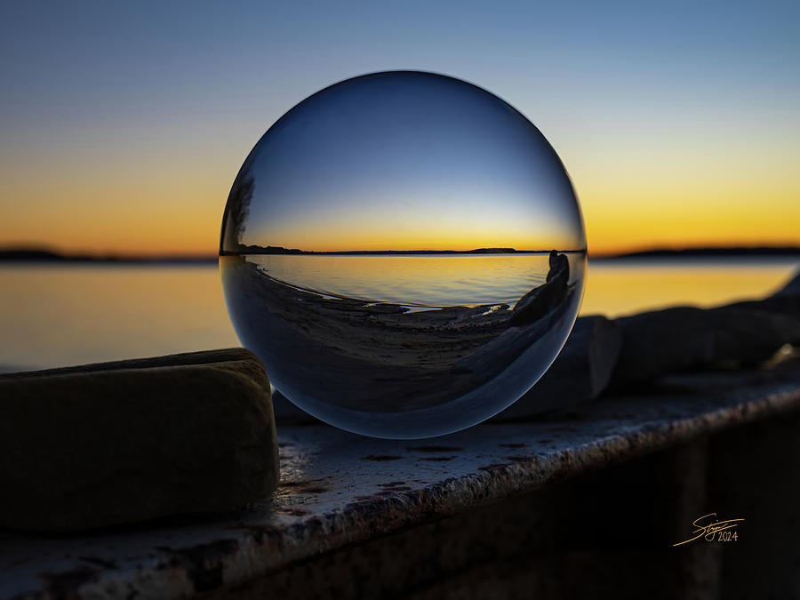 Grand Traverse Bay Through an Inverted Crystal Ball Photograph by Rick Stringer