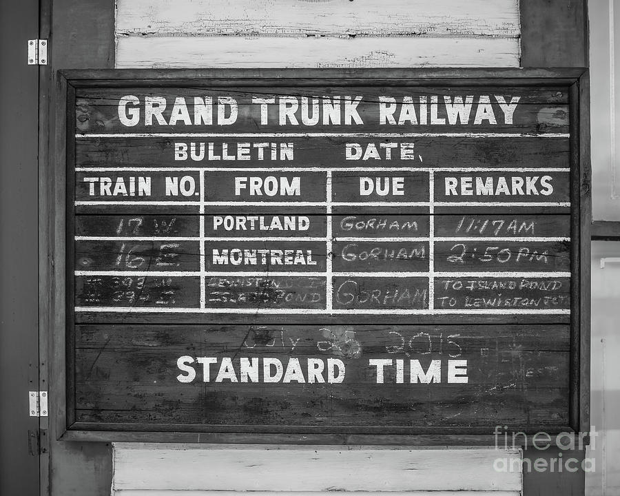 Portland Photograph - Grand Trunk Railway Schedule by Edward Fielding