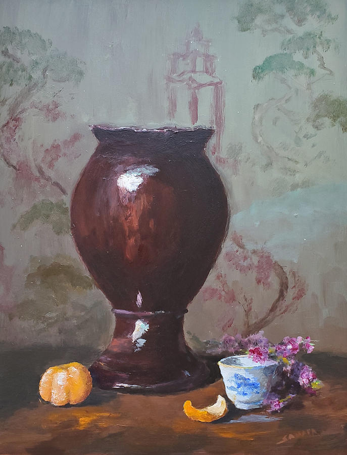 Grand Vase Painting by Laurie Samara-Schlageter