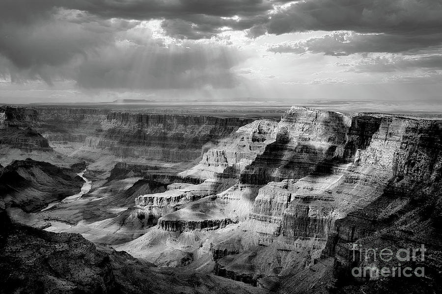 Grand View Grand Canyon black white  Photograph by Chuck Kuhn
