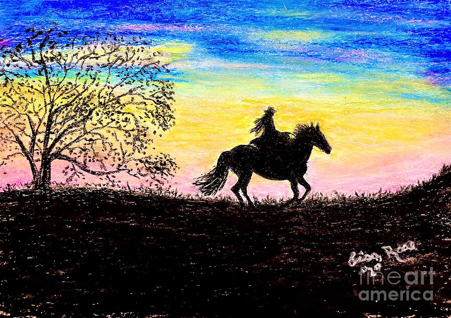 Grandaughter on a horse Painting by Lisa Rose Musselwhite