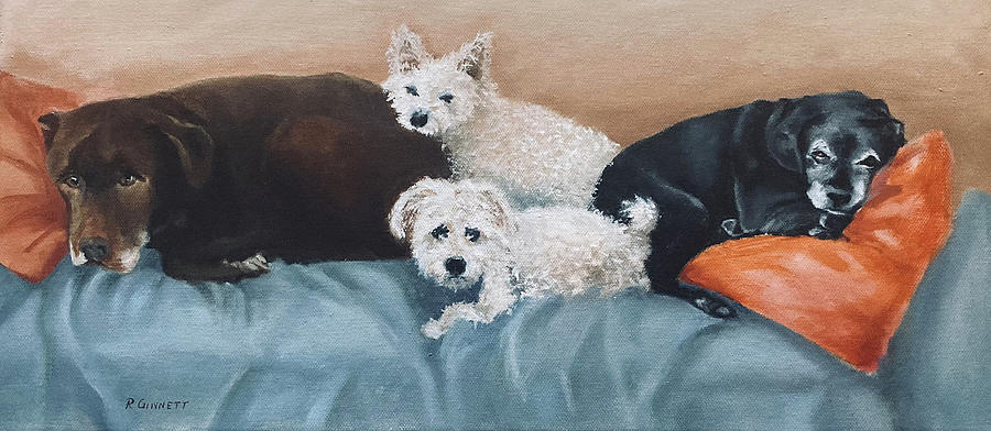 Granddogs Painting by Richard Ginnett