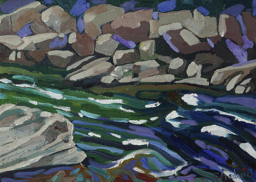 Grande Chute White Water and Rocks 2023 Painting by Phil Chadwick
