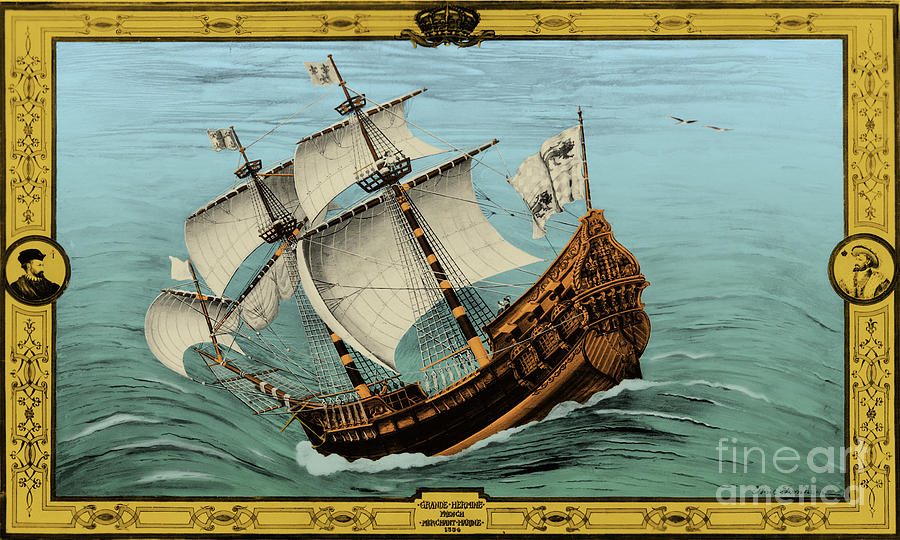 Grande Hermine, Jacques Cartier Ship Drawing by Science Source