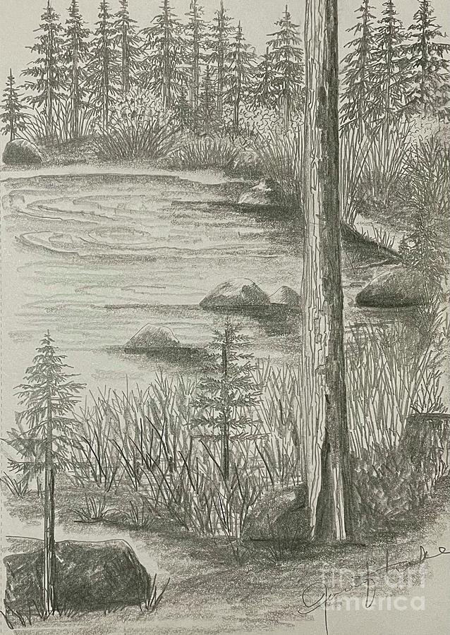 Grande Ronde Lake Drawing by Jennifer Lake