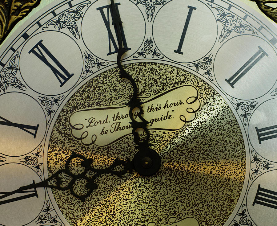 Clock Photograph - Grandfather Clock With Prayer by Iris Richardson