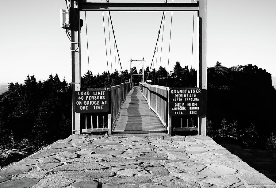 Grandfather Mountain Bridge Black And White Photograph by Dan Sproul