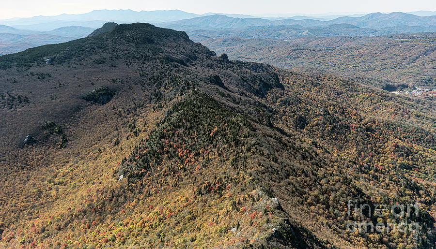 Grandfather Mountain State Park Aerial View During Peak Autumn C Photograph by David Oppenheimer