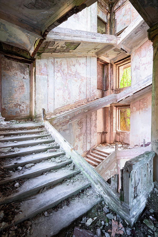 Grandiose Abandoned Staircase Photograph by Roman Robroek