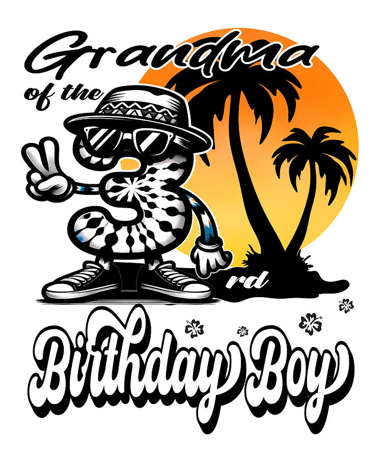 Summer Digital Art - Grandma 3rd Birthday Boy Aloha Hawaiian Hawaii by Jungle Hub