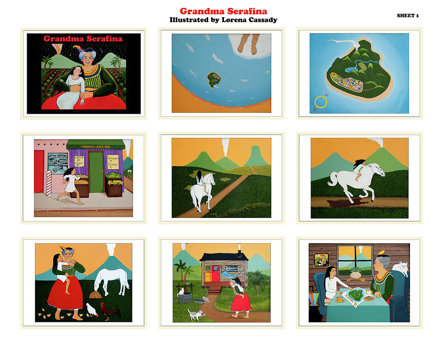 Grandma Serafina Miniature Book Illustrations 1 - 6 Painting by Lorena Cassady