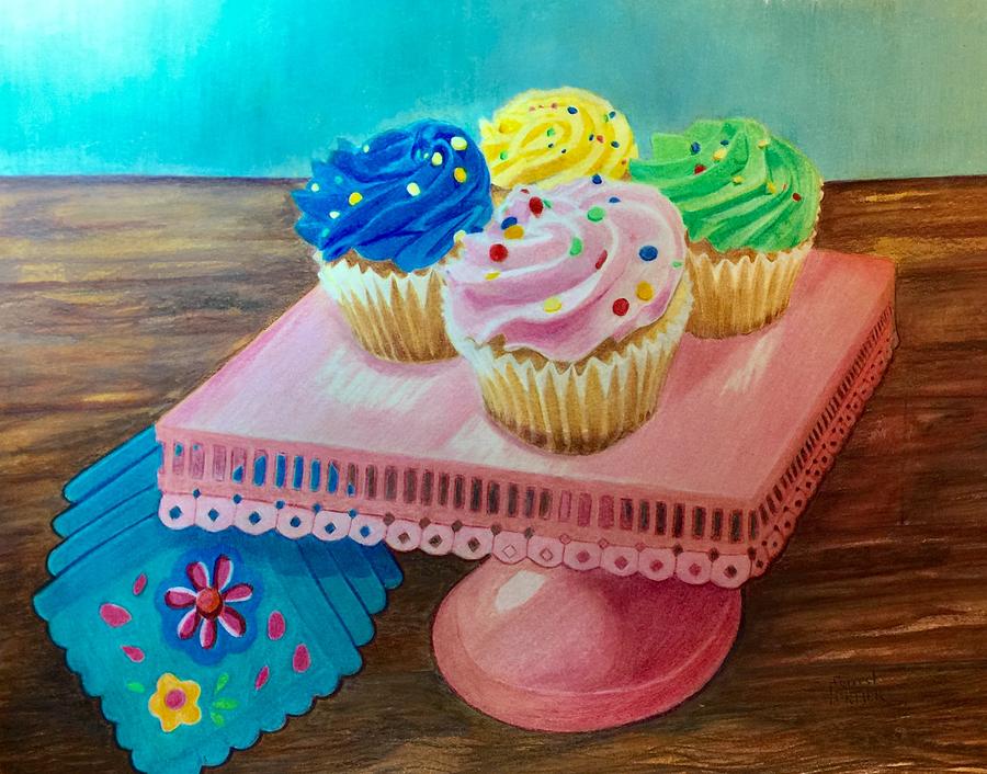 Cupcakes Painting - Grandmas cupcakes by Forrest Fortier