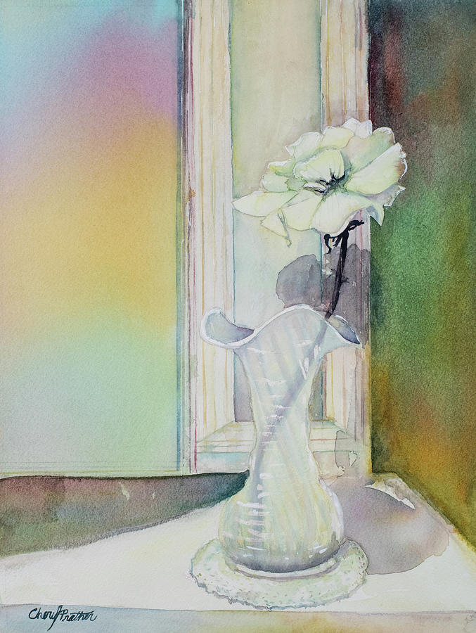Grandmas Fenton Vase Painting by Cheryl Prather