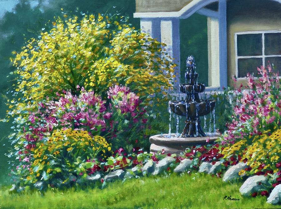 Grandmas Fountain Painting by Rick Hansen