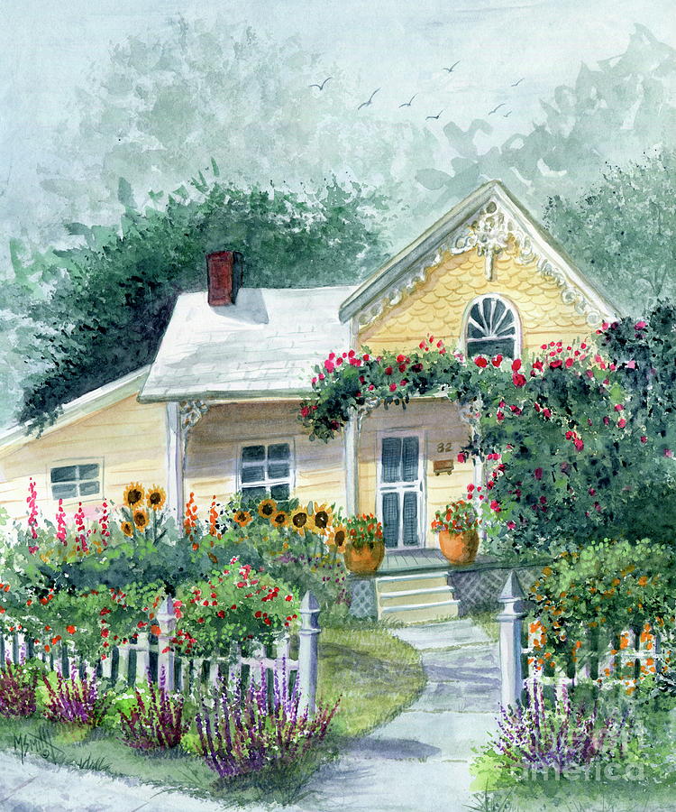Grandmas Yellow House Painting by Marilyn Smith