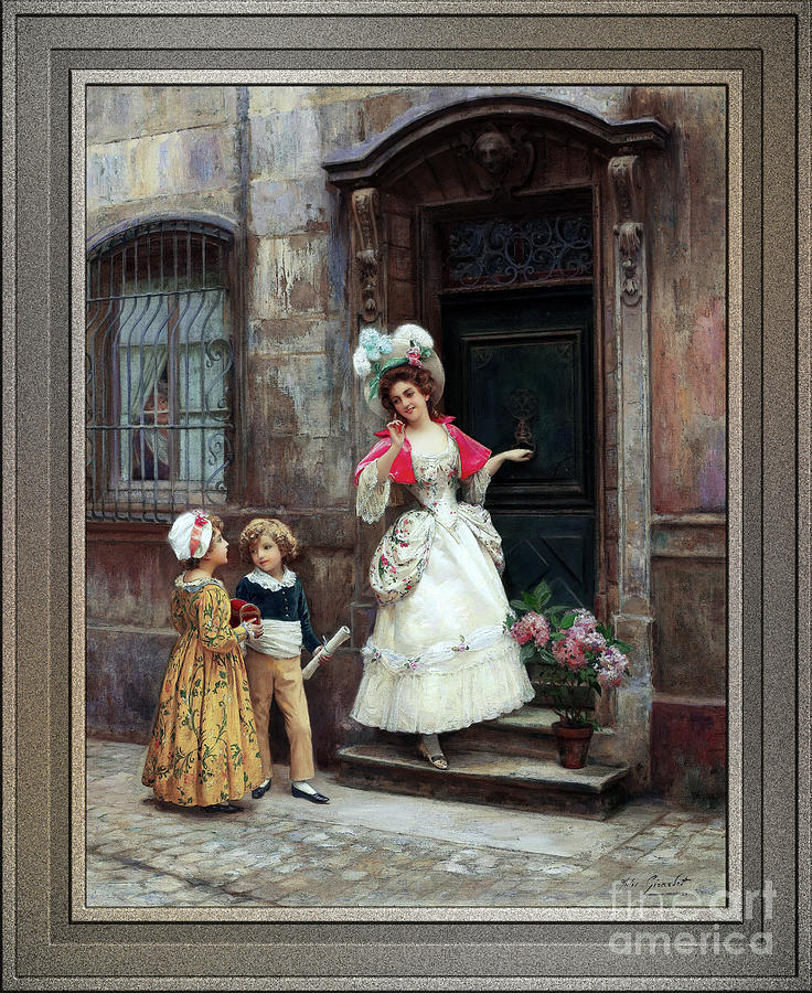 Grandmothers Birthday by Jules Girardet Remastered Xzendor7 Fine Art Classical Reproductions Painting by Rolando Burbon