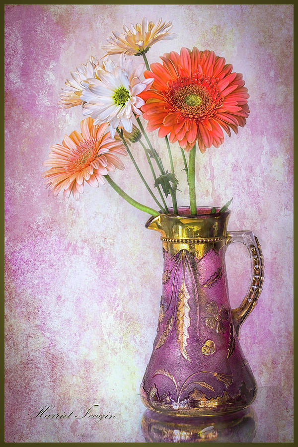 Grandmothers Vase With Flowers  Photograph by Harriet Feagin