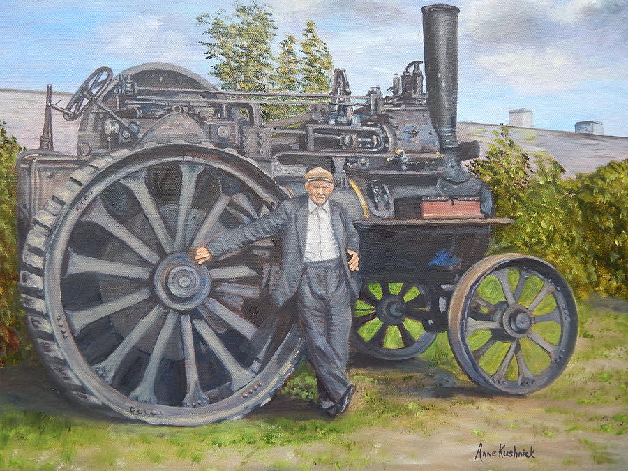 Ireland Painting - Grandpa and his Steam Engine by Anne Kushnick