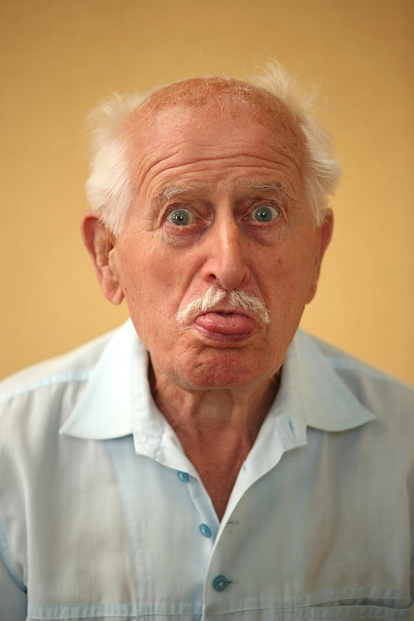Grandpas Tongue Out Photograph by Kozmabelatibor
