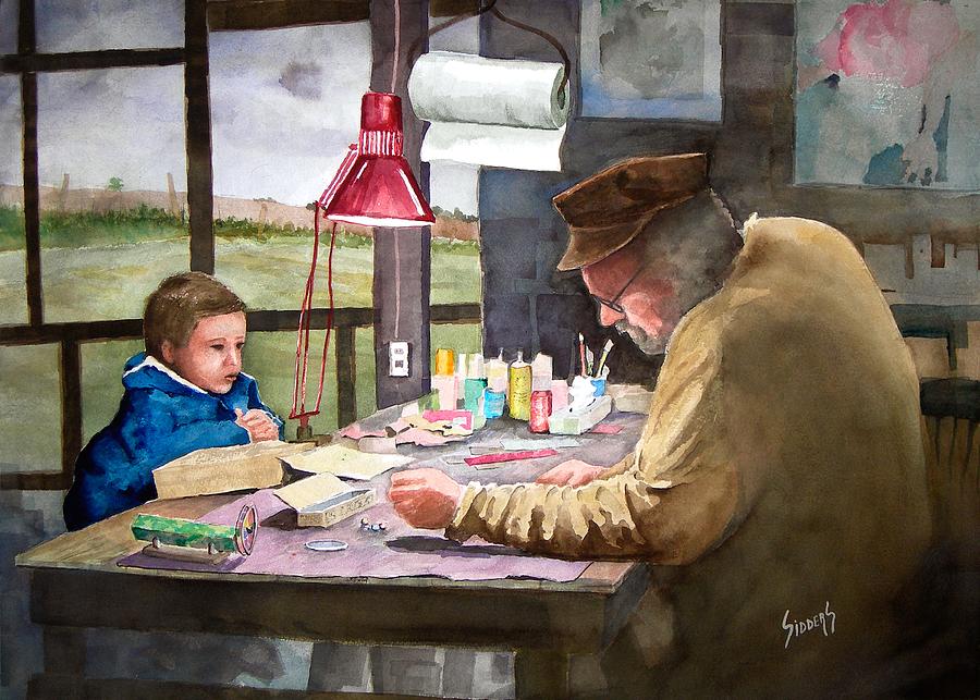 Man Painting - Grandpas Workbench by Sam Sidders