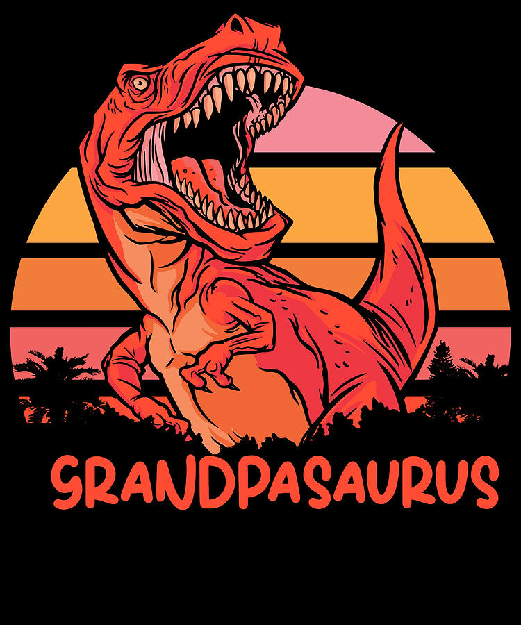 Grandpasaurus T Rex Dinosaur Mama Saurus Family Painting by Evie Keeley ...