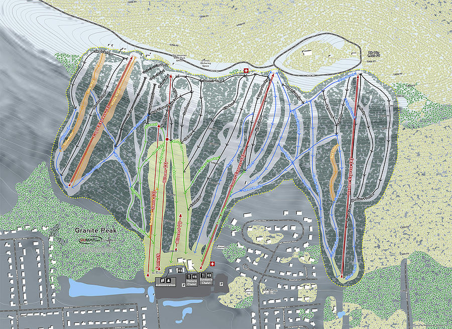 Granite Peak Ski Resort Map Digital Art by Powder Addicts - Fine Art ...