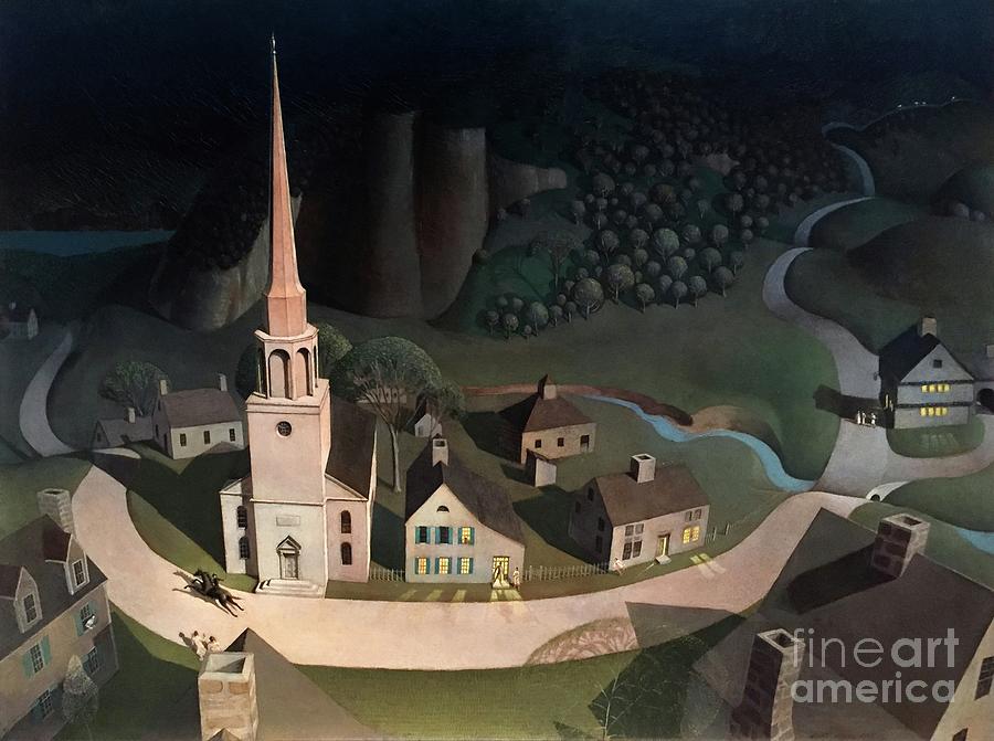 Castle Mixed Media - Grant Wood The Midnight Ride of Paul Revere by Word Fandom