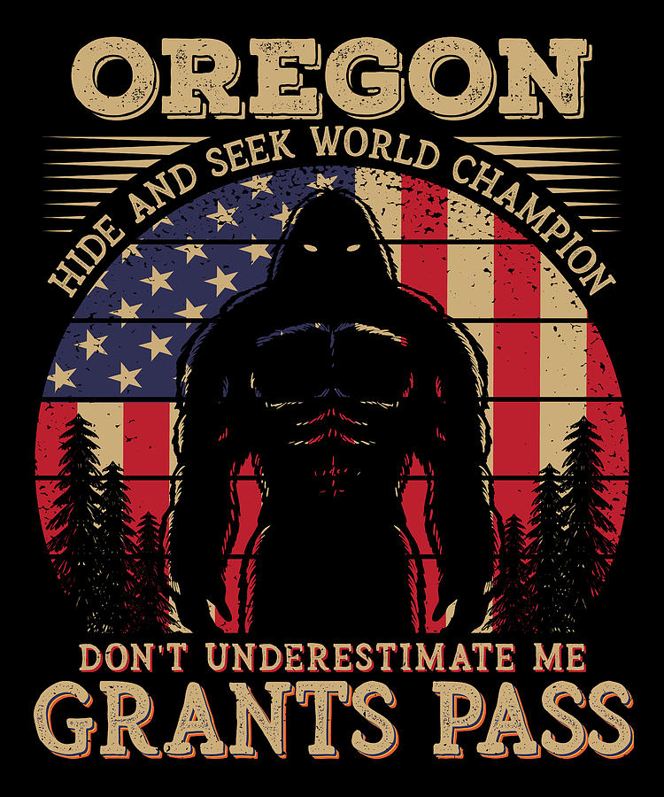 Grants Pass Oregon Bigfoot 4th of July Patriotic USA Flag Sasquatch