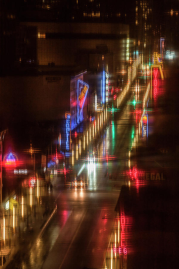 Granville Street at Night Digital Art by Phil Dyer