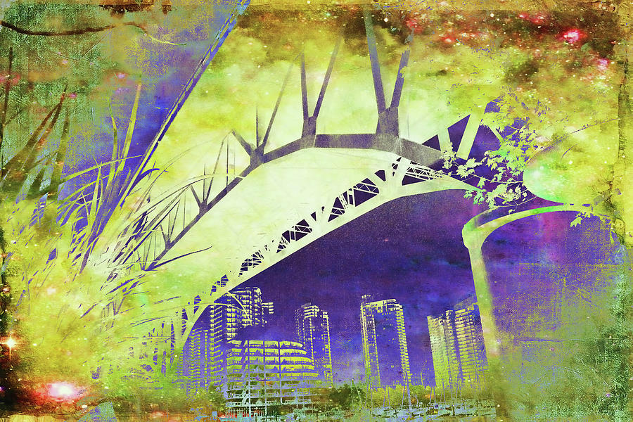 Granville Street Bridge 2 Mixed Media by Kathy Bassett
