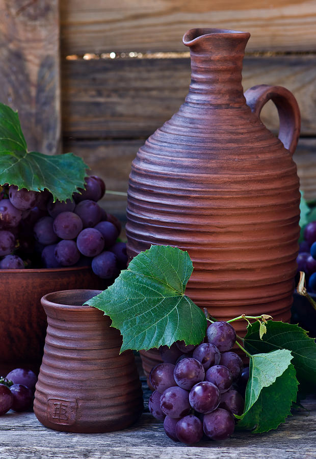Grape and wine Photograph by Zoryana Ivchenko