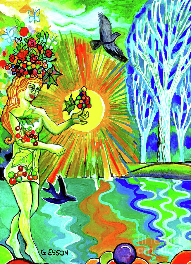 Grape Goddess At Sunrise Painting by Genevieve Esson