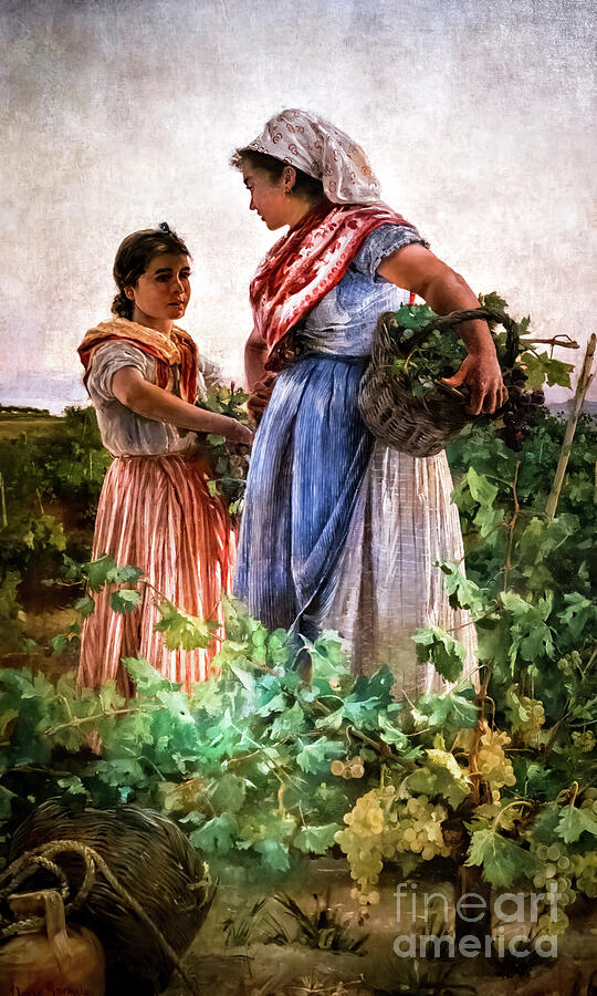Grape Pickers from Montilla by Eloisa Garnelo 1891 Painting by Eloisa Garnelo