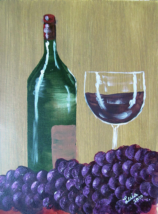 Grape Wine Still Life Painting by Luis F Rodriguez