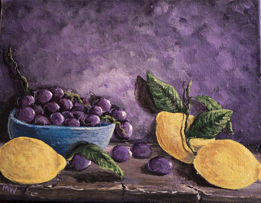 Grapes and Lemons Painting by Megan Walsh