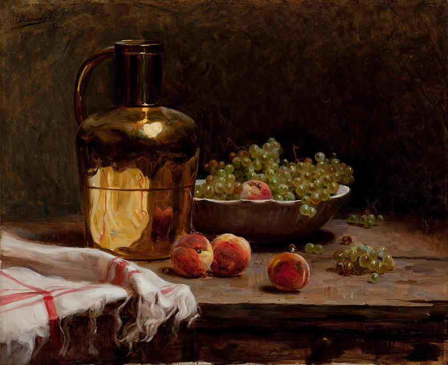 Grape Painting - Grapes and Peaches  by Pedro Alexandrino