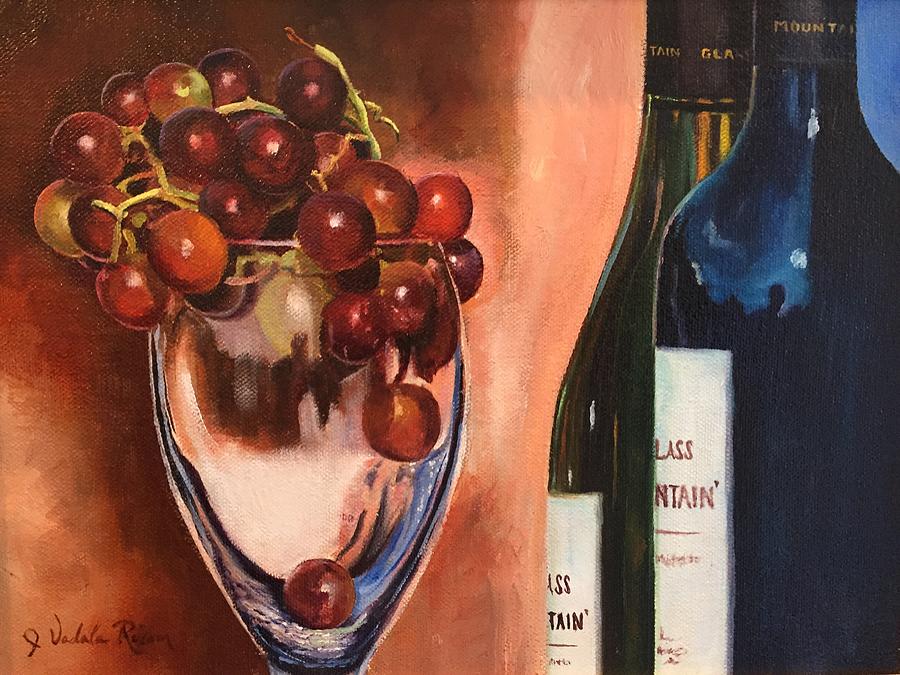 Grapes and Wine Painting by Judy Rixom