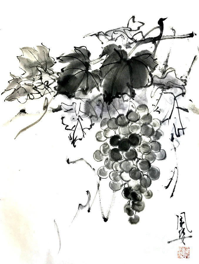 Grapes Painting by Fumiyo Yoshikawa