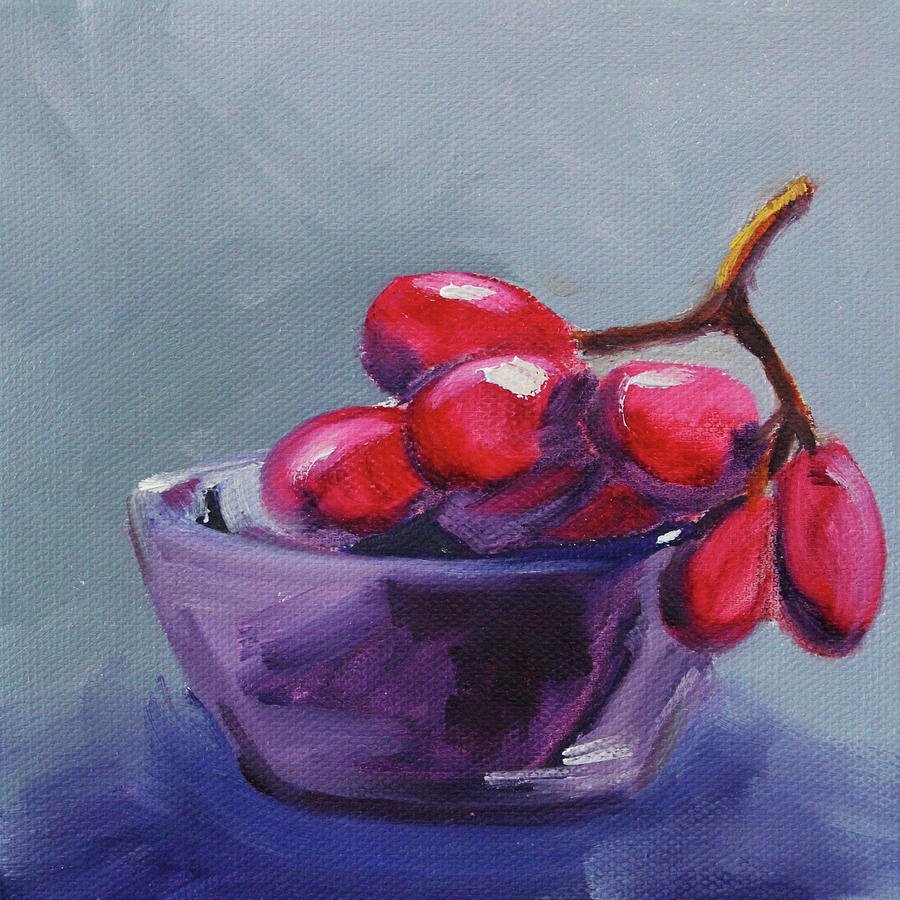 Grape Painting - Grapes in a Bowl by Nancy Merkle