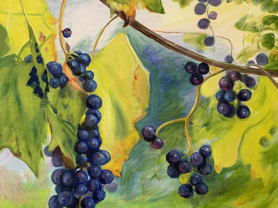 Grapes On The Vine Painting by Anne Kushnick